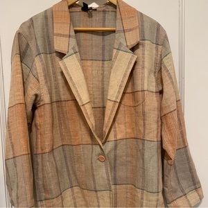 Vintage linen plaid blazer